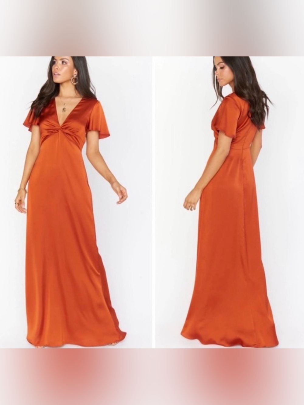 Show Me Your Mumu Formal Satin Twist Front Gown in‎ Burnt Orange - M